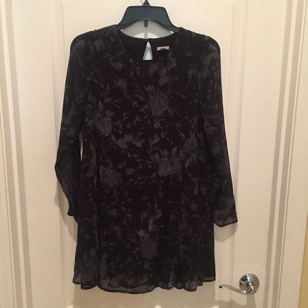 Ecote Black Dress with Floral Pattern